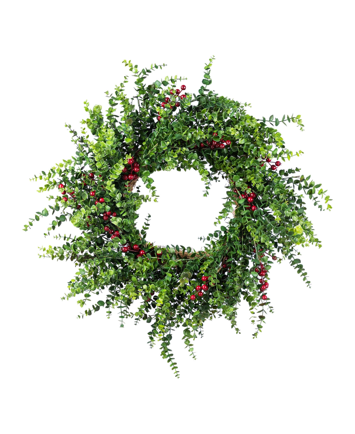28" Polyethylene Christmas Dripping Eucalyptus Wreath with Berries - Multi
