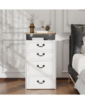 Flip-top vanity desk with mirror and stool.