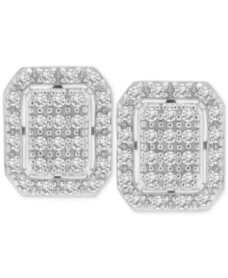 Diamond Octagon Halo Cluster Earrings (1/3 ct. t.w.) in Sterling Silver, Exclusive