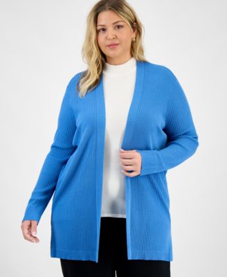 Jones New York - Plus Size Open-Front Long-Sleeve Cardigan