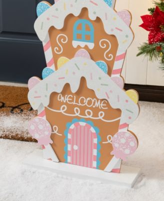 35.25" Wooden Christmas Gingerbread House Porch D&eacute;cor