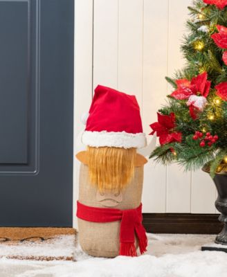 20" Polyester Christmas Linen Highland Cow Doorstop Porch D&eacute;cor