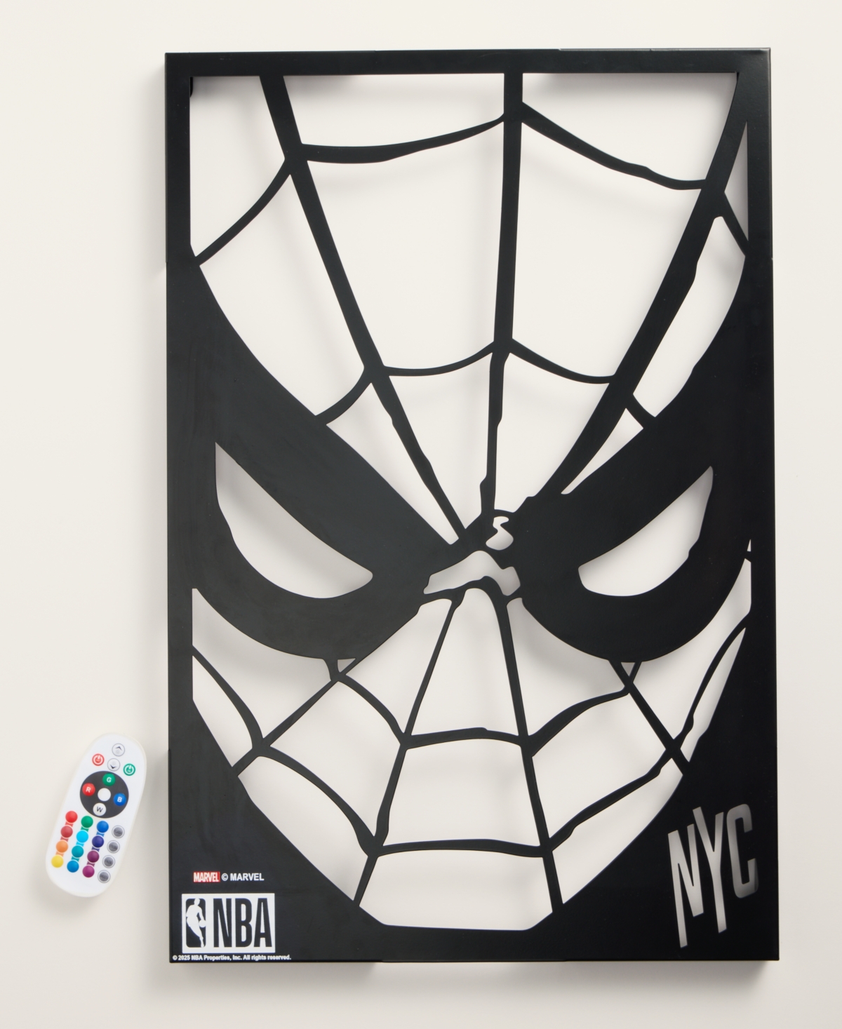 Macy's Marvel X Nba Mounted Color-changing Led Light Laser-cut Spider-man Wall Sign, Macy's Exclusive In Red