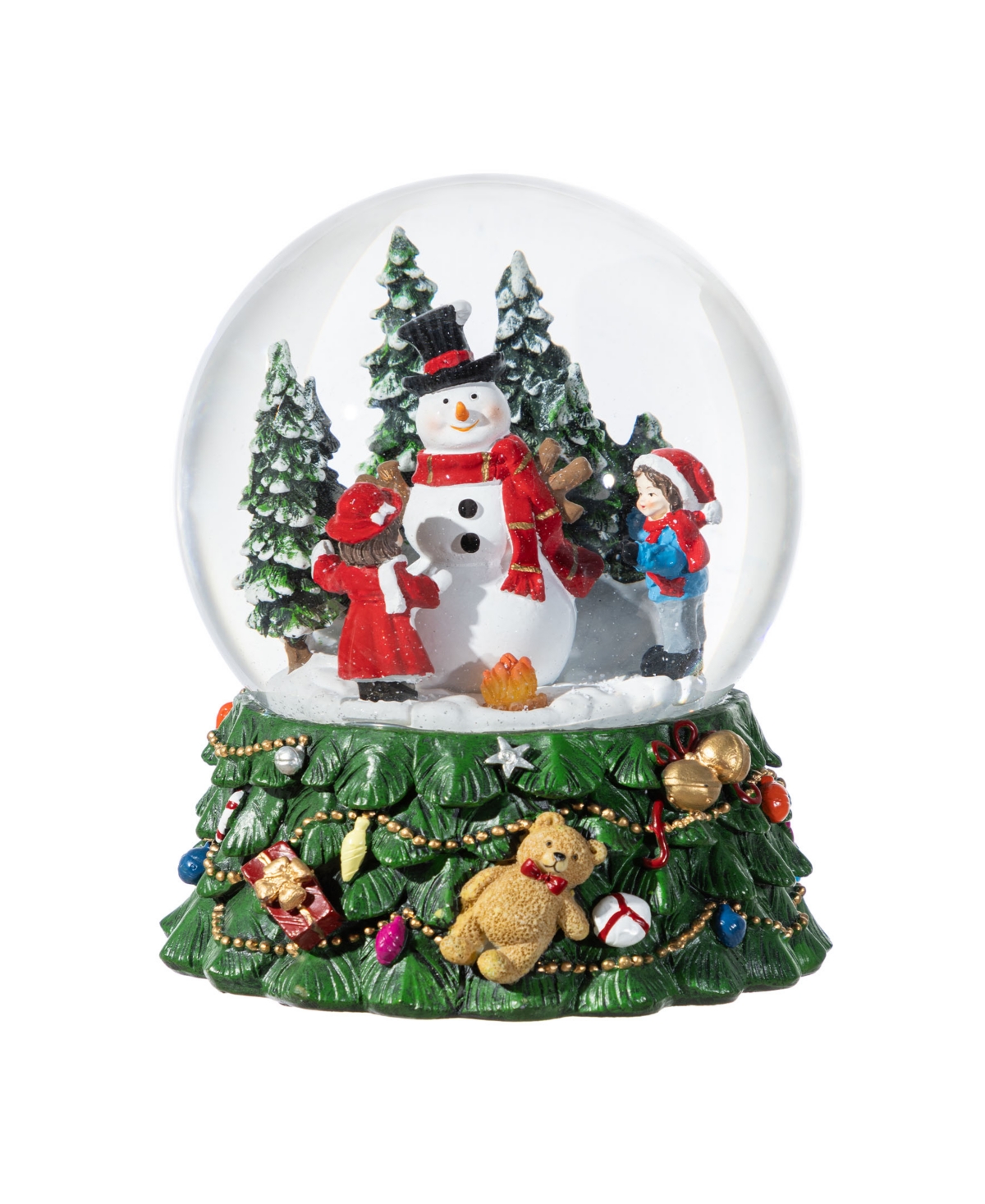 Glitzhome 150mm Lighted Resin Christmas Musical Snowflakes Snowman Water Globe In Multi