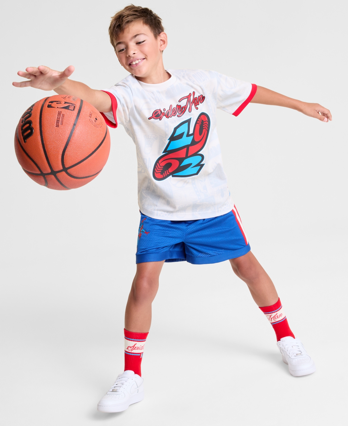 Macy's Marvel X Nba Kids Spider-man 1962 Printed Short Sleeve Jersey, Macy's Exclusive In White