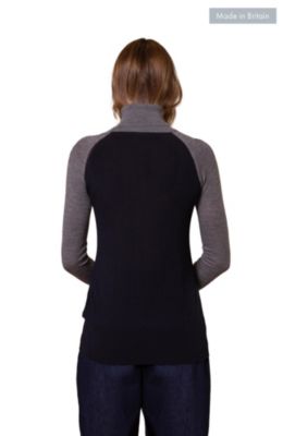 Women's Merino Colour Block Roll Neck Sweater