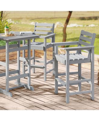 Patio Bar Stools Set of 4 Tall Adirondack Chair with Backrest Armrests & Footrests