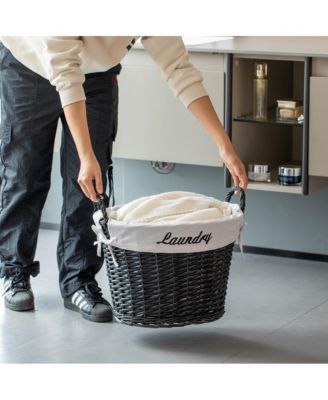Handwoven Laundry Basket boho hamper with liner & handles for clothes, blankets, towels. Perfect for bedroom, bath & laundry room.