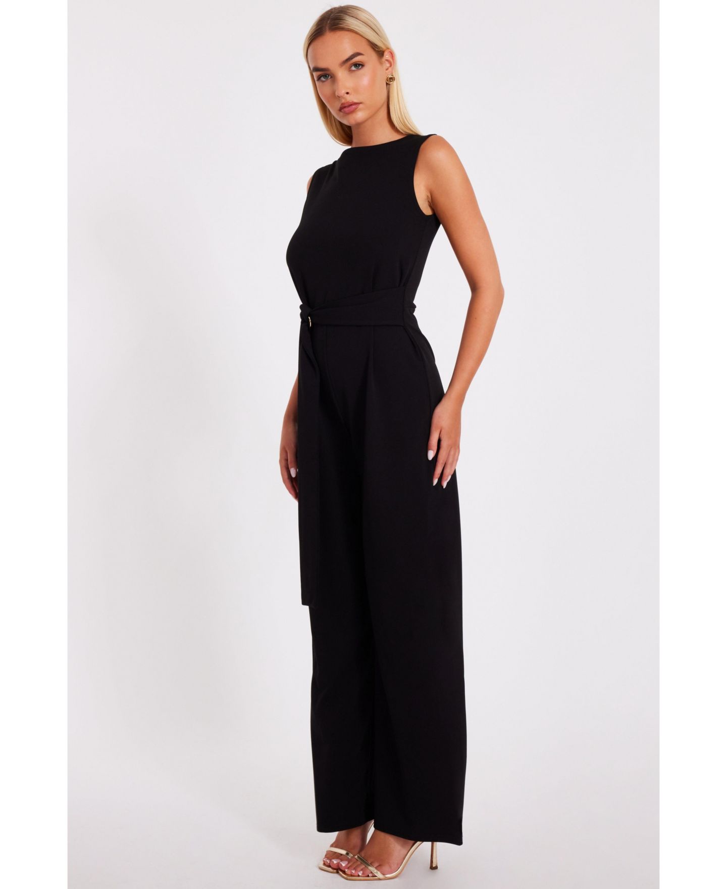 Женский комбинезон QUIZ Scuba Crepe Sleeveless Jumpsuit - Red, цвет: Чёрный — фото 2