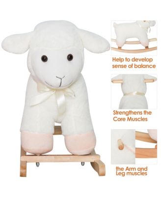Lamb Rocking Horse Sheep for Kids, Wooden Plush,