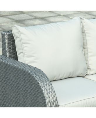 6-Piece Outdoor Rat Wicker Sofa Set w/ Gas Adjustable Sofa,