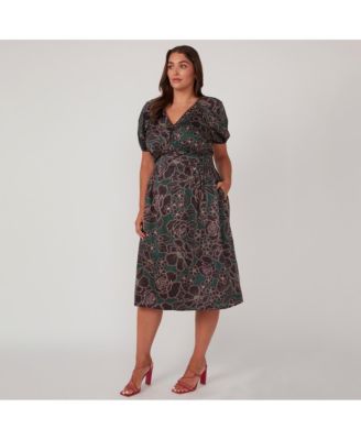 Plus Size Wildfloral Cotton Midi Dress