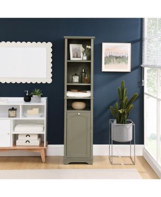 64" Tall Bathroom Storage Cabinet with Adjustable Shelves, Laundry Hamper & Hidden Storage