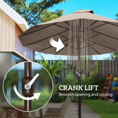 15' Backyard Double-Sided Steel Fabric Market Garden Umbrella