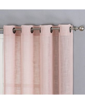2 Pack Lux Thread Premium Woven Grommet Top Sheer Curtain Panels - Spice