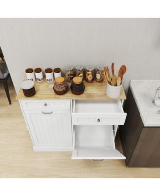 CASAINC E1 MDF Two Drawers and Dual Compartments for Kitchen Waste Storage Tilt-Out Trash Cabinet