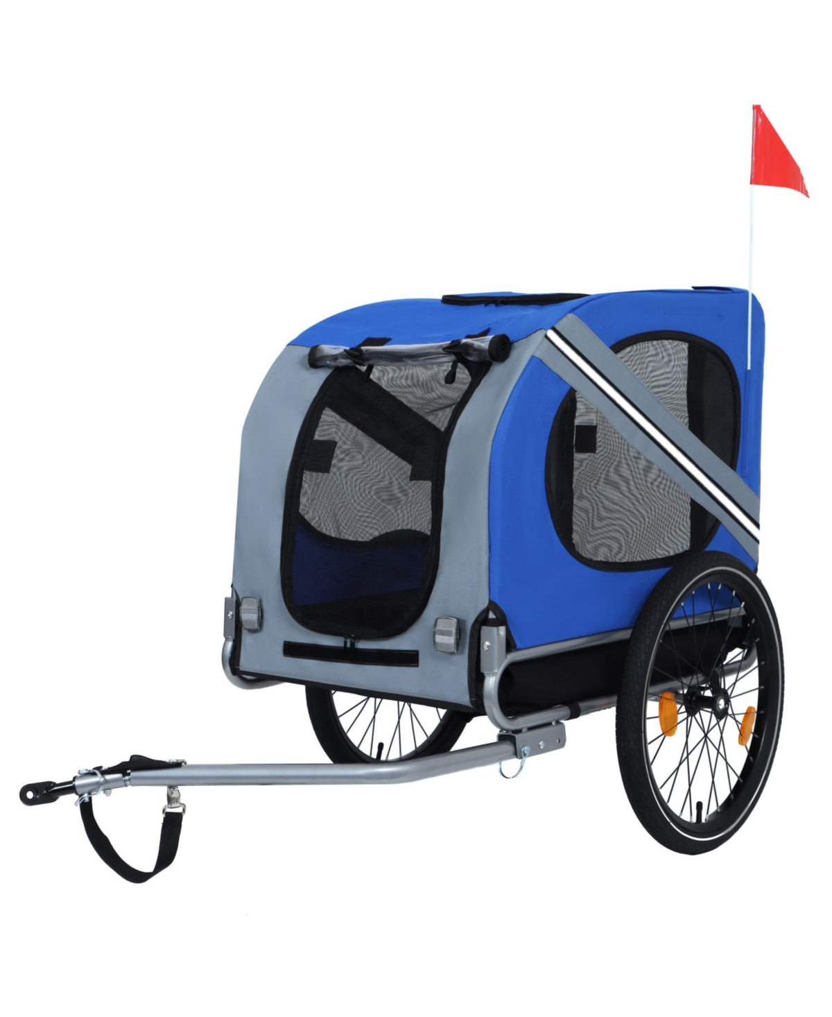 Dog Bike Trailer - 120LB Capacity, All-Terrain, Blue-Gray - Blue+grey