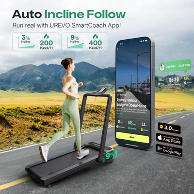 Strol 2S Pro 2-in-1 Smart Treadmill with 9% Auto Incline - AI-Powered Immersive Running & Hiking Experience, App-Controlled