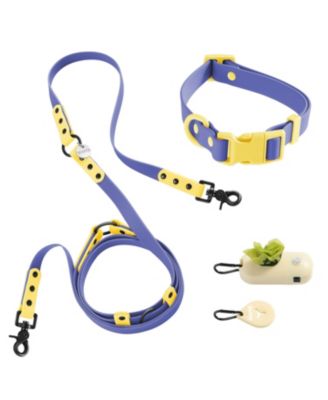 Luna 8FT Adjustable 6-in-1 Waterproof Hands-Free Leash and Collar with LED Flashlight, Bag Dispenser, and Poop Bag Holder