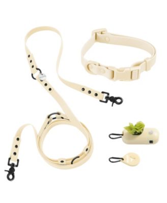 Luna 8FT Adjustable 6-in-1 Waterproof Hands-Free Leash and Collar with LED Flashlight, Bag Dispenser, and Poop Bag Holder
