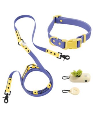 Luna 8FT Adjustable 6-in-1 Waterproof Hands-Free Leash and Collar with LED Flashlight, Bag Dispenser, and Poop Bag Holder