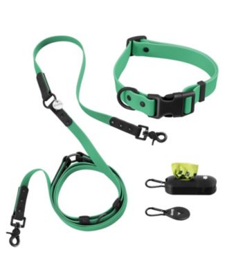 Luna 8FT Adjustable 6-in-1 Waterproof Hands-Free Leash and Collar with LED Flashlight, Bag Dispenser, and Poop Bag Holder