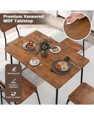 Modern 5-Piece Dining Table and Chair Set with Metal Frame and Storage Shelf – Ideal for Small Spaces