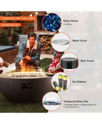 Concrete-Look Propane Fire Pit Table for Outdoor Patio – Gas-Powered Heating with Stylish Tabletop Design