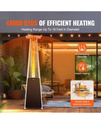 Outdoor Pyramid-Style Propane Patio Heater with Glass Flame Tube and Wheels – Elegant Heating for Garden or Patio