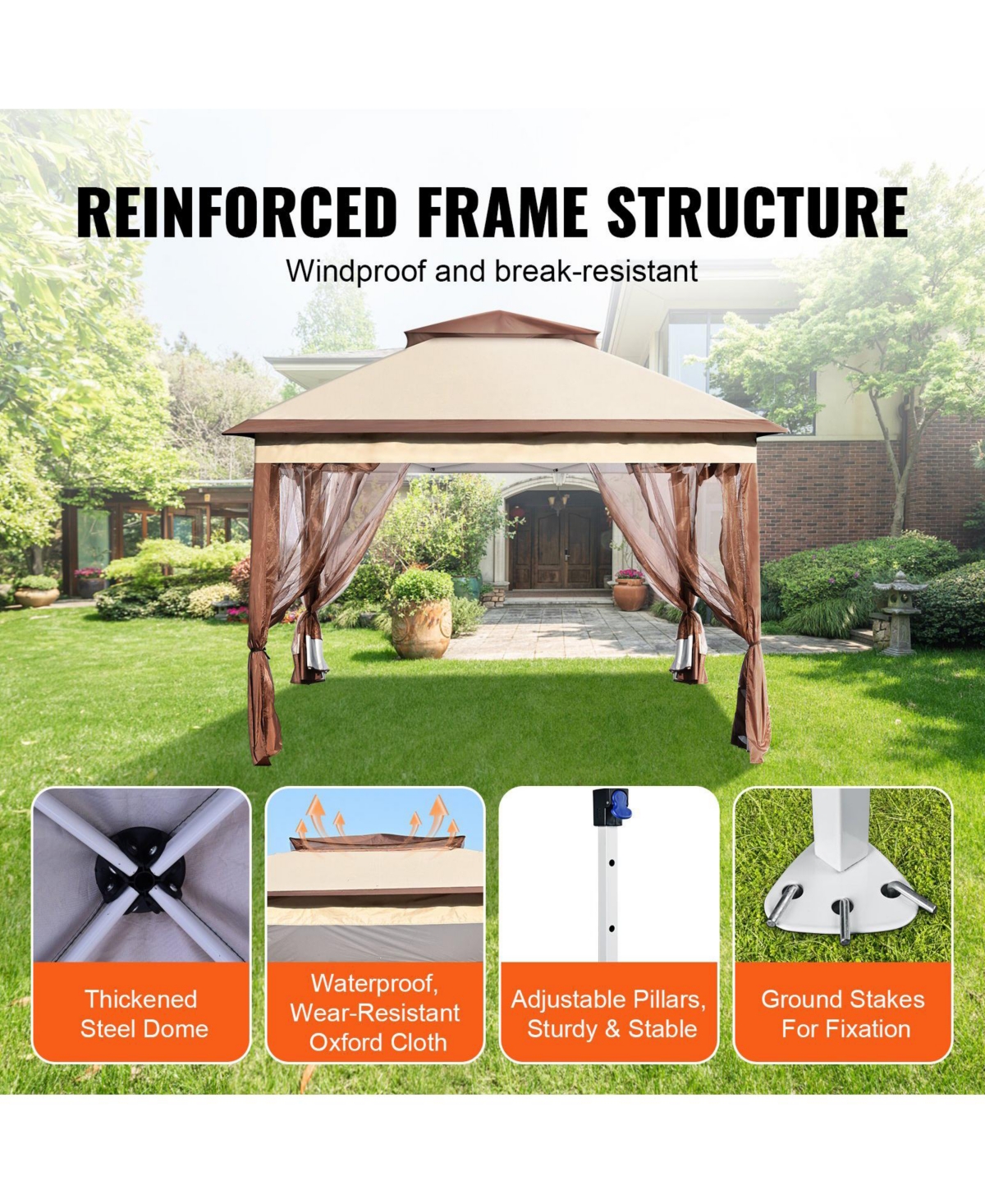 Slickblue Portable Pop-Up Gazebo with Mesh Netting and Durable Metal Frame – Ideal for Outdoor Events or Patio Use