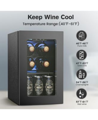 24 Cans Mini Fridge Cooler, Beverage Refrigerator Countertop Drink Cooler for Soda, Canned Beer, Adjustable Digital Temperature Control for Home Dorm Office, Black