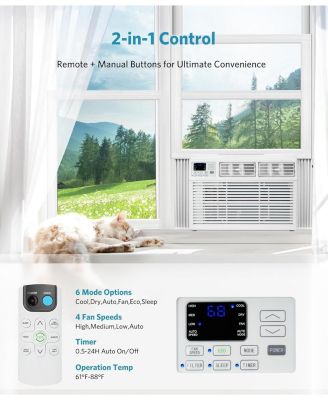 12,000 BTU Window Air Conditioner Cools up to 550 Sq. ft, Ultra Quiet Window AC Unit with Remote Control, 4 in 1 , Sleep Mode