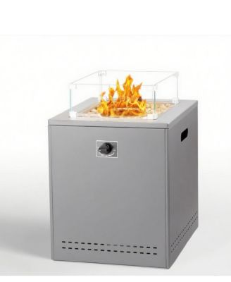 20" Square Fire Pit Table, Propane Fire Pit Table with Lava Rock/Windshield, for 20lbs Gas Tanks, Outdoor Fire Pit Table for Camping/Courtyard/Garden