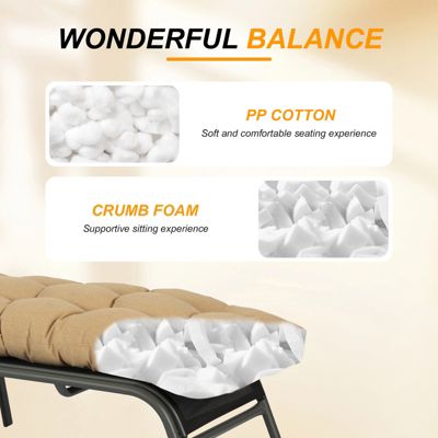 76" x 22" x 5.1" Polyester Tufted Chaise Lounge Cushion, Water-Resistant & Fade-Resistant Cushion for Outdoor Wicker Chaise Lounge Use, Set of 2