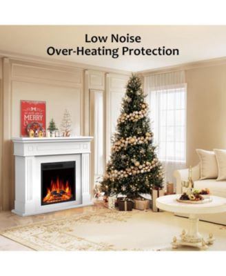 44" Electric Fireplace with Mantel, Free-Standing Heater with Wooden Surround and Log Effect, Remote Control, 750-1500W