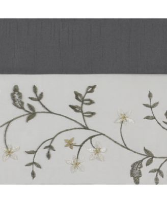 Complete 5 Pc Window in a Bag Embroidered Floral Country Flax Sheer Curtain & Valance Set - 54 in. W x in. L