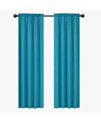 Semi Sheer Flax Styled Turquoise Rod Pocket Single Window Curtain Panel - 52 in. W x 84 in. L