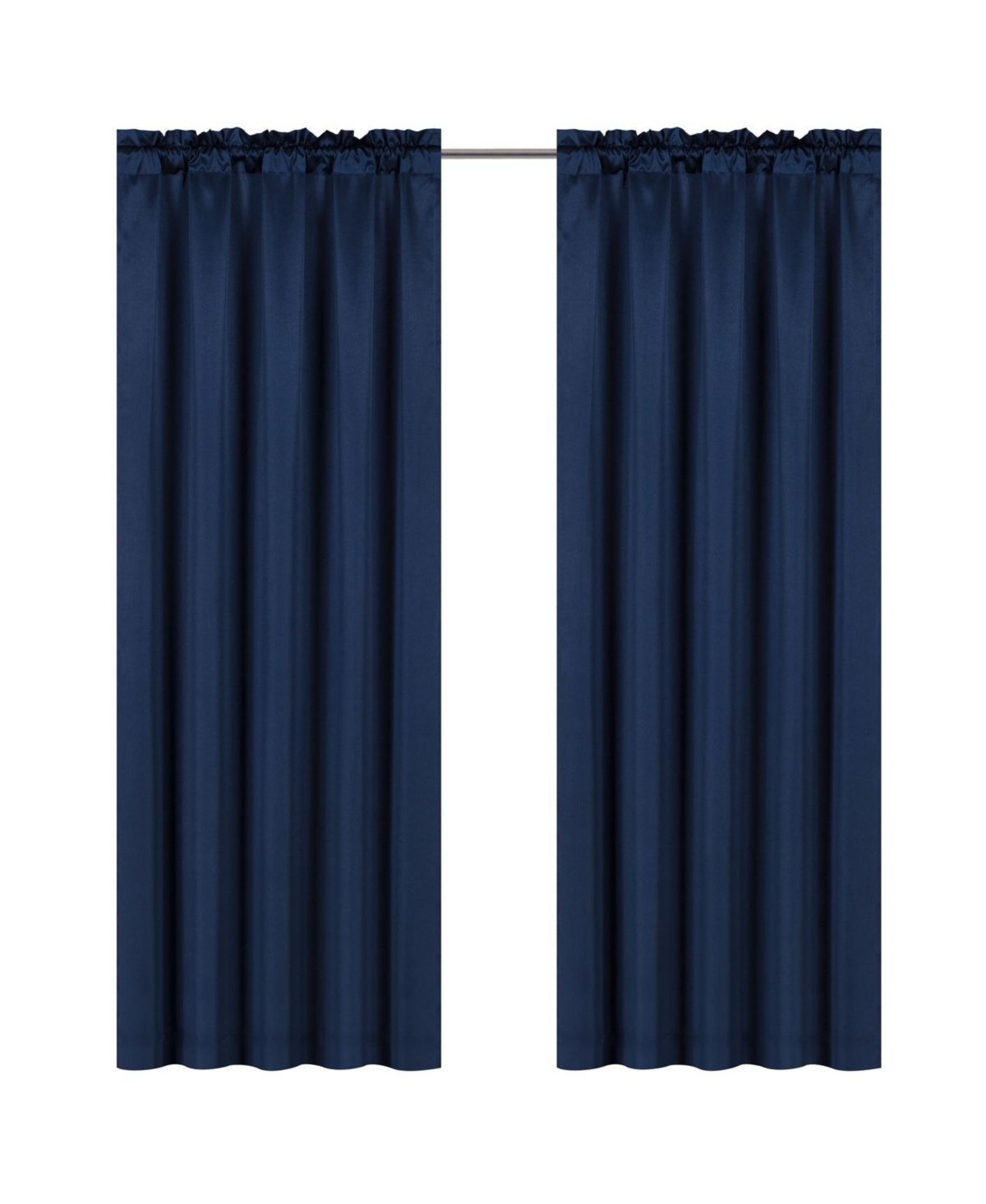 Ultra Lux Faux Silk Regency Crinkle Rod Pocket Semi Sheer Single Curtain Panel - 52 in. W x 84 in. L, Navy - Navy
