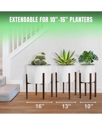 Adjustable Metal Plant Stand – Mid Century Style Flower Pot Holder, 10 to 16 Inches Planter Stand for Modern Home D&eacute;cor, Houseplants