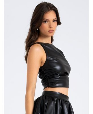 Women's Yara Faux Leather Slash Neck Tank Top