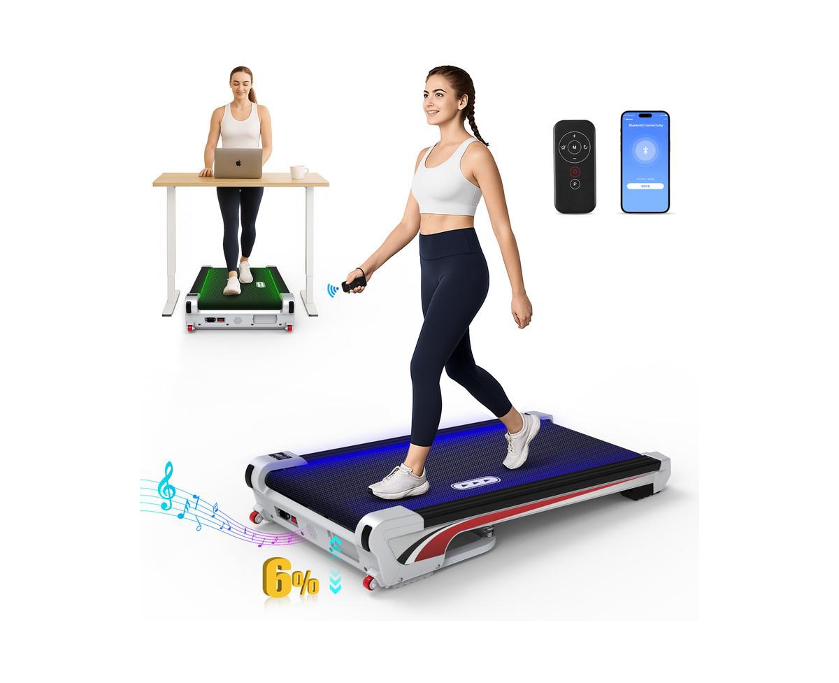 Walking Pad Under Desk Mini Treadmill with 6% Incline & Remote Control & Led Display & Lights, 265 Lbs Capacity