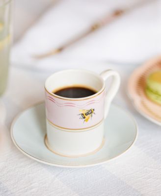 Slogan Espresso Cups and Saucers, Set of 2