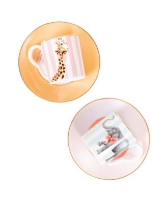 Animal Espresso Cups and Saucers, Set of 2