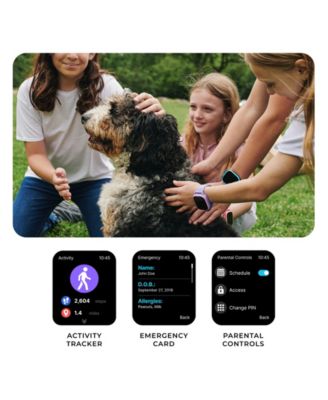 4 Kids Pink and Purple Print Leather Silicone Strap Smartwatch, 49mm