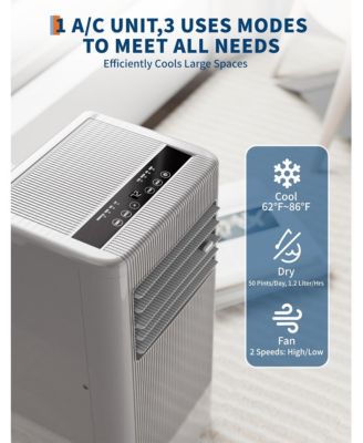 8,000 BTU Portable AC with Fan, Dehumidifier & Sleep Mode for Rooms Up to 350 Sq.Ft