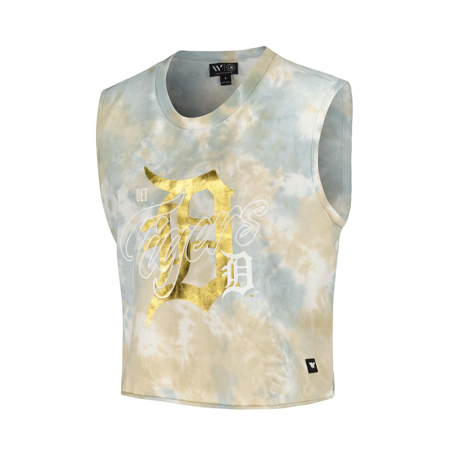 Женский топ The Wild Collective White Detroit Tigers Washed Muscle — фото 2