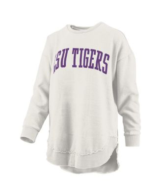Women's Oatmeal LSU Tigers M&eacute;lange Poncho Vintage Fleece Long Sleeve Pullover Sweatshirt
