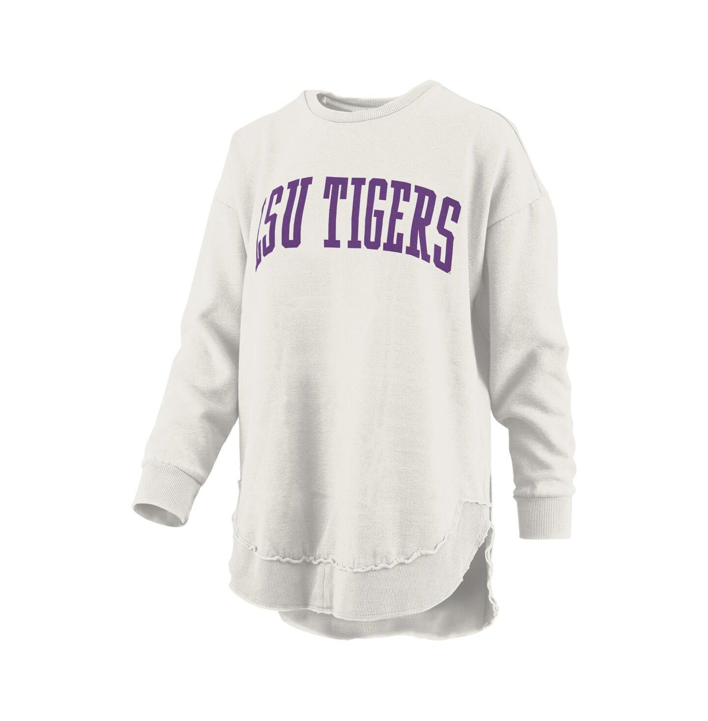 Женские толстовки Pressbox Oatmeal LSU Tigers Mélange Poncho Vintage Fleece Long Sleeve Pullover — фото 3