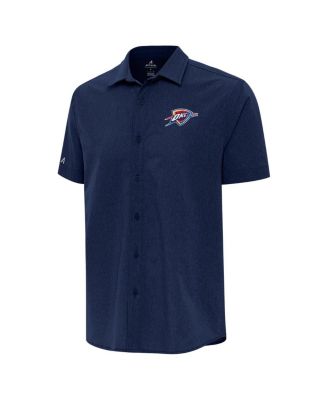 Men's Navy Oklahoma City Thunder Activate Woven Short Sleeve Button-Up Shirt