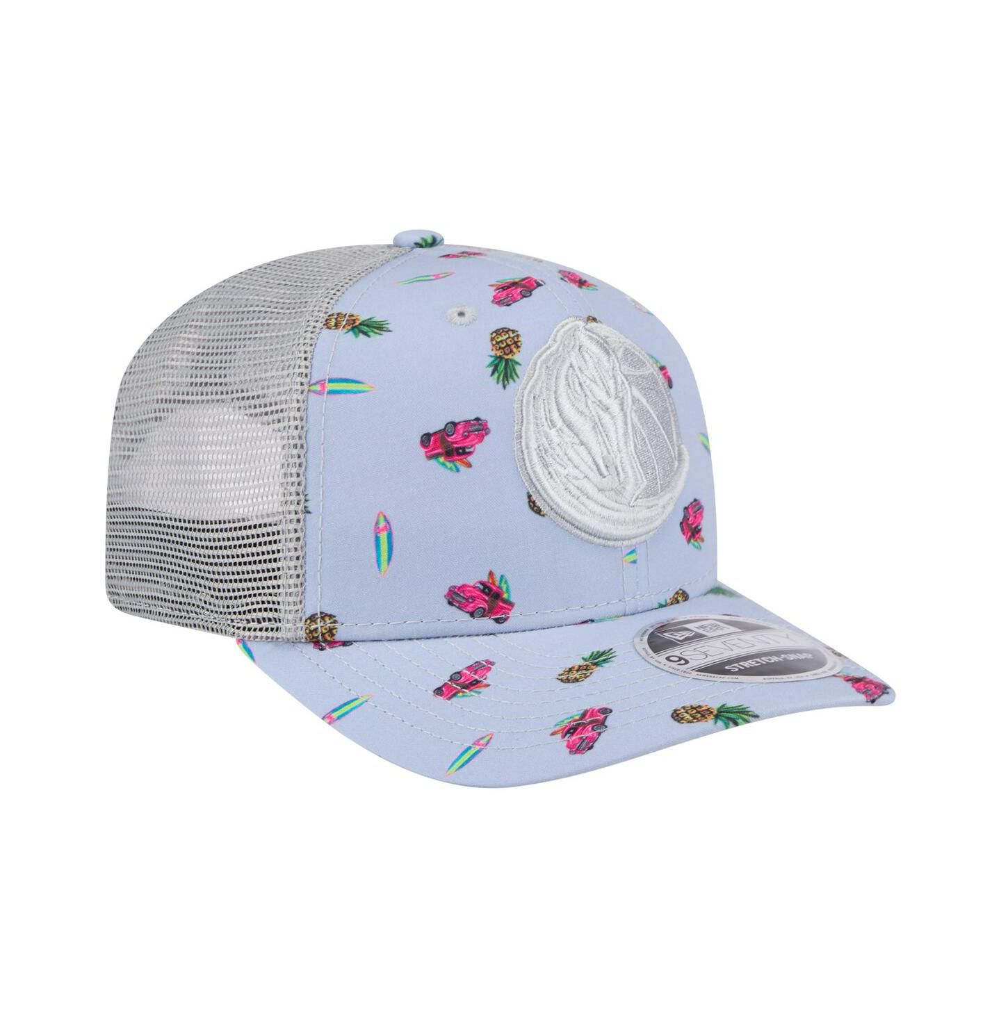 Мужской головной убор New Era Light Blue/Gray Dallas Mavericks Adventure Aloha Pattern 9SEVENTY Stretch-Snap Hat — фото 4